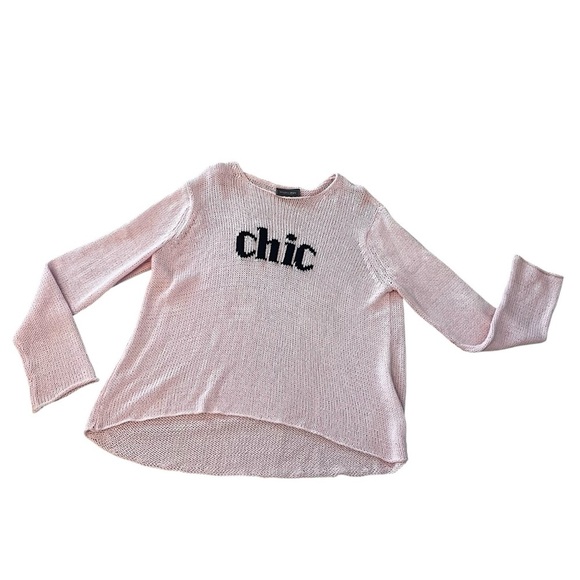 Wooden Ships Pink Spell Out Sweater CHIC Oversized Medium Loose Weave M - Picture 3 of 11